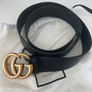 GUCCI WIDE BLACK GG MARMONT BELT LIKE NEW